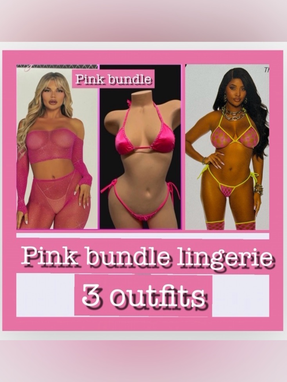Pink Bundle Lingerie Set - Hot Pink Women's Intimates bundle deal